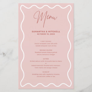 Carte de menu Bordure blanche et rose