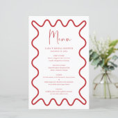Carte de menu Bordure rouge avec nom (Debout devant)