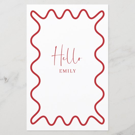 Carte de menu Bordure rouge avec nom (Dos)