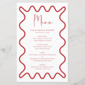 Carte de menu Bordure rouge avec nom (Devant)