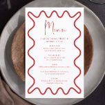Carte de menu Bordure rouge avec nom<br><div class="desc">Conçu pour s'harmoniser avec notre collection Wavy Border, cette carte de menu moderne présente la bordure ondulée tendance et populaire en rouge sur arrière - plan blanc. Si vous voulez attirer l'attention de votre client avec une pop de couleur sur votre invitation branchée, cette suite est parfaite pour vous. Pour...</div>