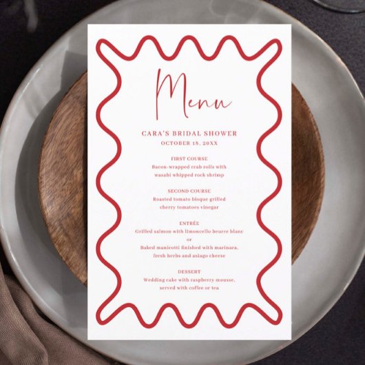 Carte de menu Bordure rouge avec nom