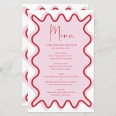 Carte de menu Bordure rouge vibre rose avec nom (Devant / Derrière)