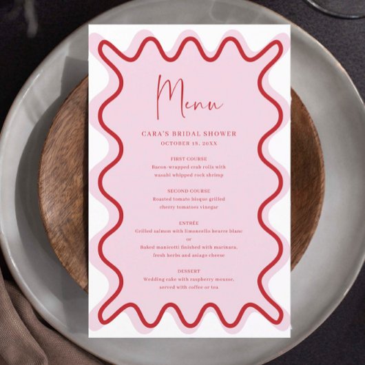 Carte de menu Bordure rouge vif rose