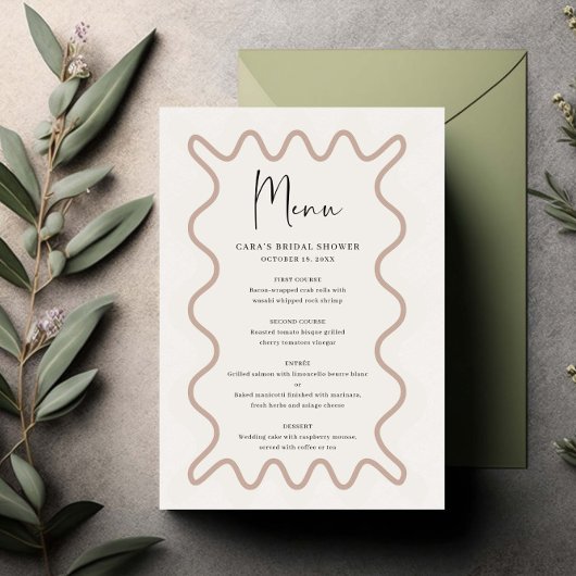 Carte de menu Bordure velours beige Taupe