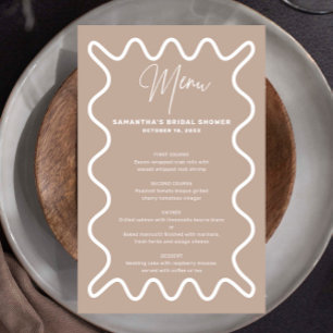 Carte de menu Bordure velours beige Taupe avec nom