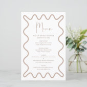 Carte de menu Bordure velours beige Taupe avec nom (Debout devant)
