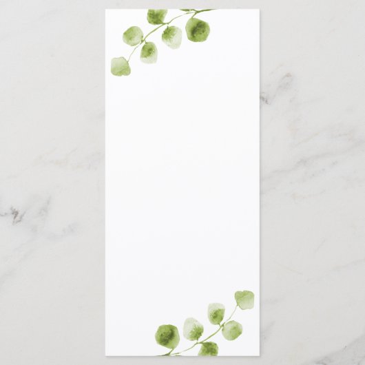 Carte de menu Botanical Gold Greenery (Dos)