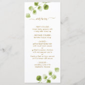 Carte de menu Botanical Gold Greenery (Devant)