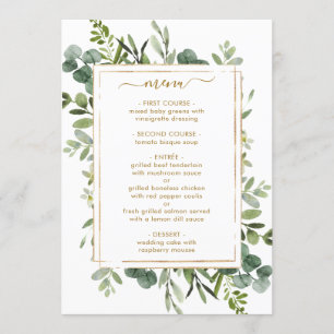 Carte de menu Botanical Gold Greenery