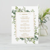 Carte de menu Botanical Gold Greenery (Debout devant)