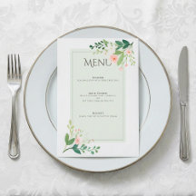 Carte de menu Botanique Mariage rose pâle