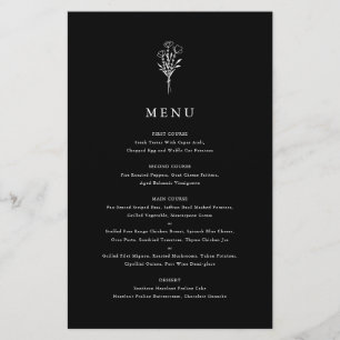 Carte de menu bouquet floral minimaliste moderne n