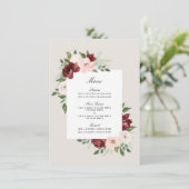 Carte de menu Bouquet Romantique (Debout devant)