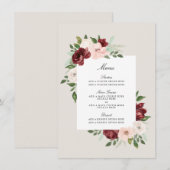 Carte de menu Bouquet Romantique (Devant / Derrière)