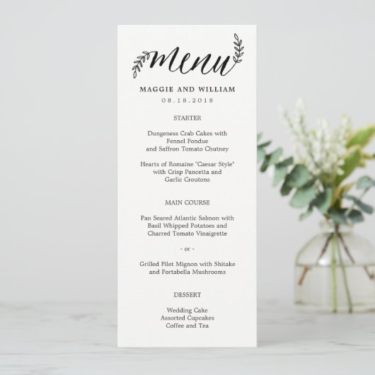 Carte de menu Branches rustiques (Debout devant)