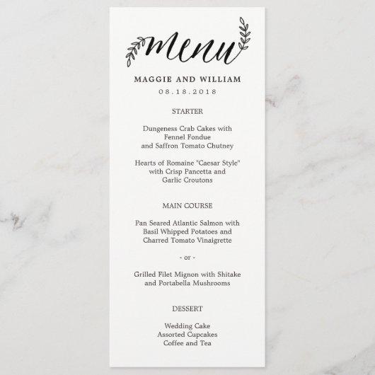 Carte de menu Branches rustiques (Devant)