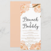 Carte de menu Brunch & Bubbly – Aquarelle pêche (Devant / Derrière)