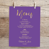 Carte de menu Budget Elegant Purple Scripture Gold