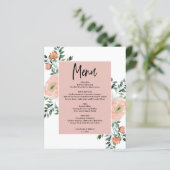 Carte de menu Budget Romantique Pêche Florale Mari (Debout devant)