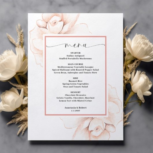 Carte de menu Budget Romantique Rose Rose Rose Flo