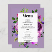 Carte de menu Budget Romantique Violet Floral (Devant / Derrière)
