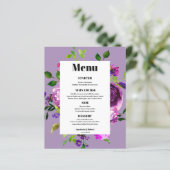 Carte de menu Budget Romantique Violet Floral (Debout devant)