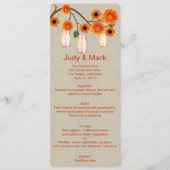 Carte de menu Burlap Rustic Orange Mason Jars (Devant)