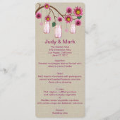 Carte de menu Burlap Rustique Rose Mason Jars (Devant)