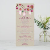 Carte de menu Burlap Rustique Rose Mason Jars (Debout devant)