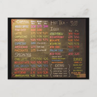 Carte de menu Café - Carte postale