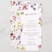 Carte de menu calligraphie fleurs sauvages (Devant / Derrière)