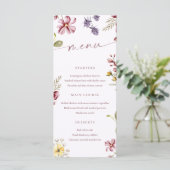 Carte de menu calligraphie fleurs sauvages (Debout devant)