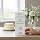 Carte de menu calligraphiée au thème de cygnes rom