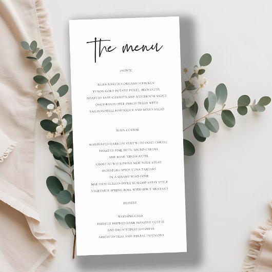 Carte de menu calligraphiée Simple Celebrate With 