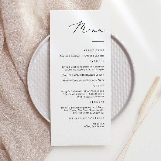 Carte de Menu Calligraphique Élégante Moderne