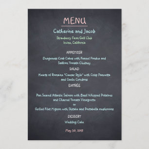 Carte de menu Chalkboard Look Mariage