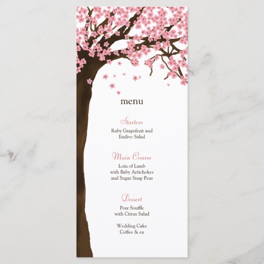 Carte de menu Cherry Blossom / Sakura Watercolor (Devant)