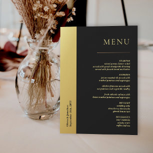 Carte de menu Chic Black and Shiny Mariage