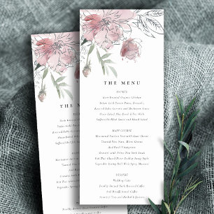 Carte de menu Chic Blush Watercolor Floral Mariage