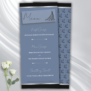 Carte de menu chic et bleu céruléen pour gala de m