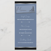 Carte de menu chic et bleu céruléen pour gala de m (Devant)