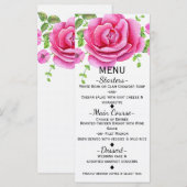 Carte de menu chic shabby florale rose (Devant / Derrière)
