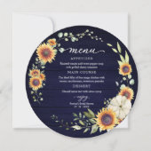 Carte de menu circulaire de fete de mariage champê (Devant)