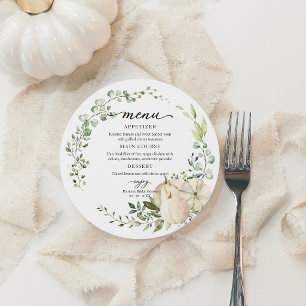 Carte de menu circulaire pour Baby Shower automnal