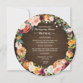 Carte de menu circulaire pour le dîner de Thanksgi (Devant)