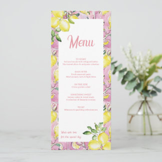 Carte de Menu Citron Italien Rose Jaune Enterremen
