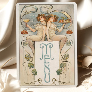 Carte de menu classique Mariage Art Nouveau Figura