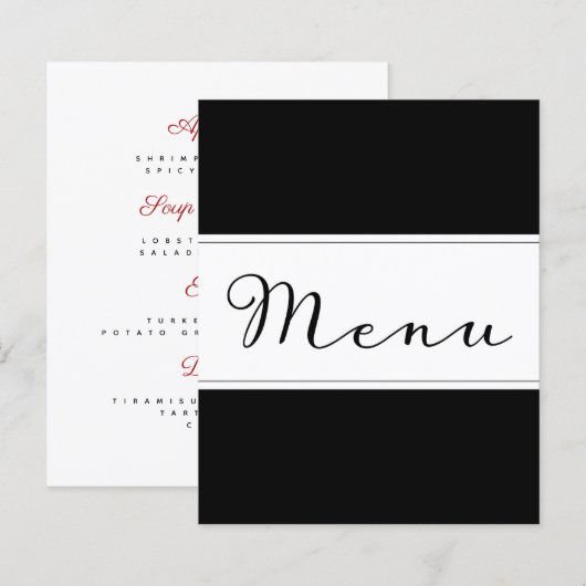 Carte de menu classique moderne do-it-yourself noi (Devant / Derrière)