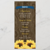 CARTE DE MENU COBALT BLEU RUSTIC SUNLOWER (Devant)